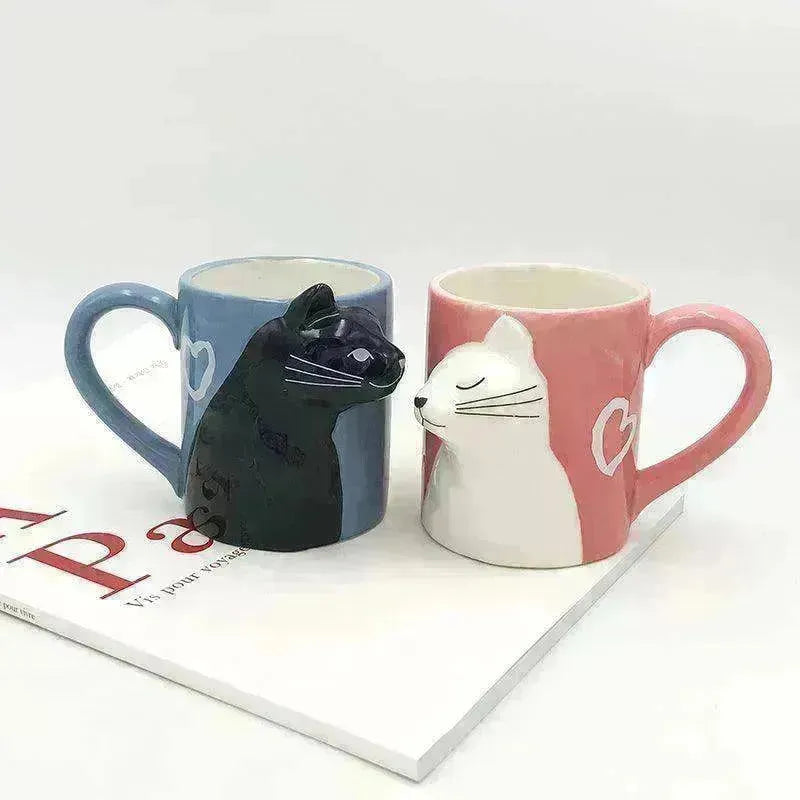 Kiss Cat Coffee Couple Handmade Mug - EX-STOCK CANADA