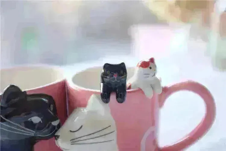 Kiss Cat Coffee Couple Handmade Mug - EX-STOCK CANADA