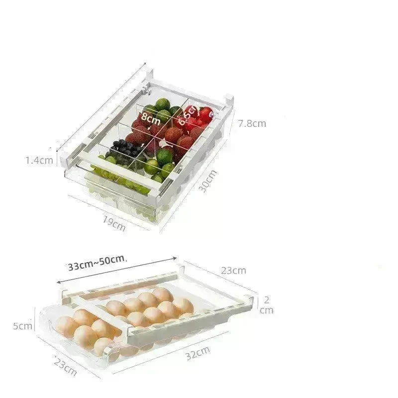 Kitchen Organizer Adjustable Kitchen Refrigerator Storage Rack Fridge Freezer Shelf Holder Pull-out Drawer Organiser Space Saver - EX-STOCK CANADA