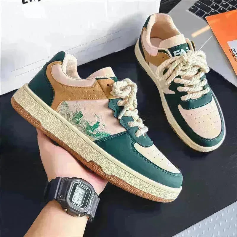 Lace-up Casual Shoes Men Soft Thick Sole Fashion Comfortable Breathable Flats Sneakers Student Platform Outdoor Walking Shoes - EX-STOCK CANADA