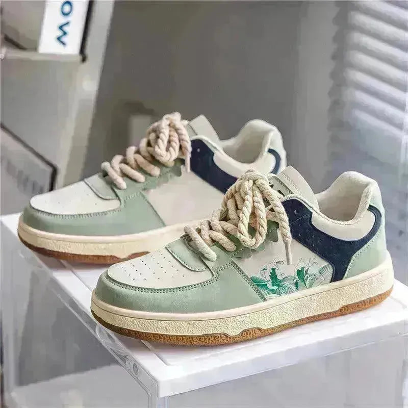 Lace-up Casual Shoes Men Soft Thick Sole Fashion Comfortable Breathable Flats Sneakers Student Platform Outdoor Walking Shoes - EX-STOCK CANADA