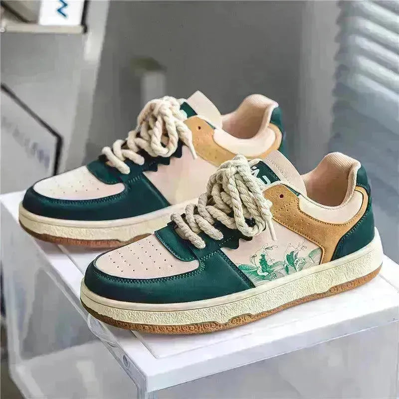 Lace-up Casual Shoes Men Soft Thick Sole Fashion Comfortable Breathable Flats Sneakers Student Platform Outdoor Walking Shoes - EX-STOCK CANADA