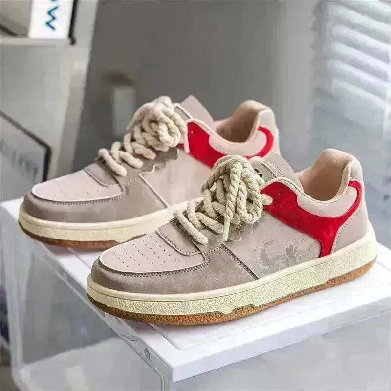 Lace-up Casual Shoes Men Soft Thick Sole Fashion Comfortable Breathable Flats Sneakers Student Platform Outdoor Walking Shoes - EX-STOCK CANADA