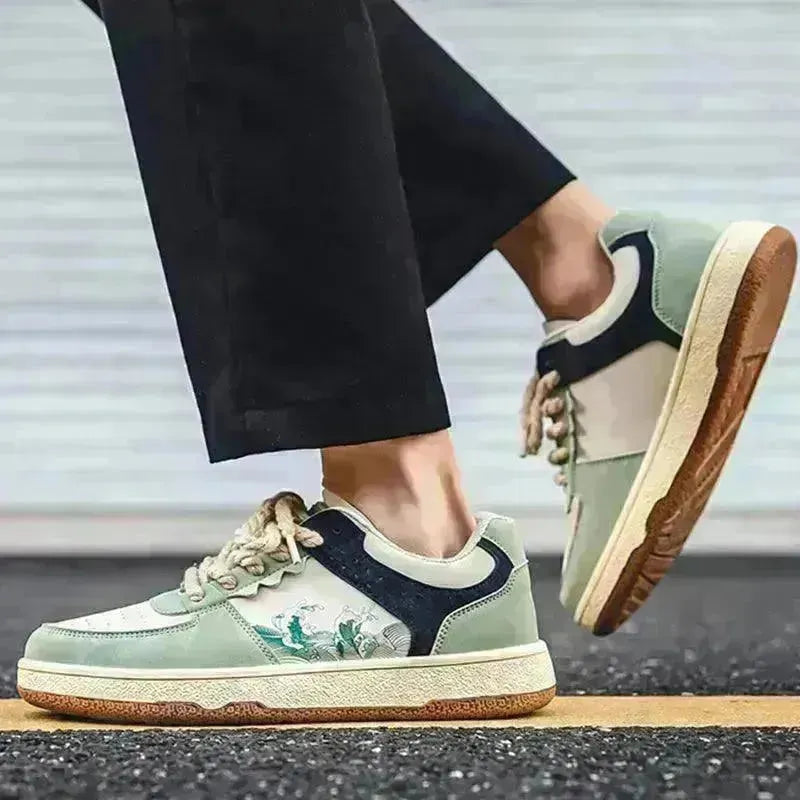 Lace-up Casual Shoes Men Soft Thick Sole Fashion Comfortable Breathable Flats Sneakers Student Platform Outdoor Walking Shoes - EX-STOCK CANADA