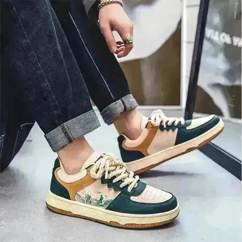 Lace-up Casual Shoes Men Soft Thick Sole Fashion Comfortable Breathable Flats Sneakers Student Platform Outdoor Walking Shoes - EX-STOCK CANADA
