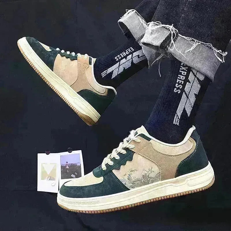 Lace-up Casual Shoes Men Soft Thick Sole Fashion Comfortable Breathable Flats Sneakers Student Platform Outdoor Walking Shoes - EX-STOCK CANADA