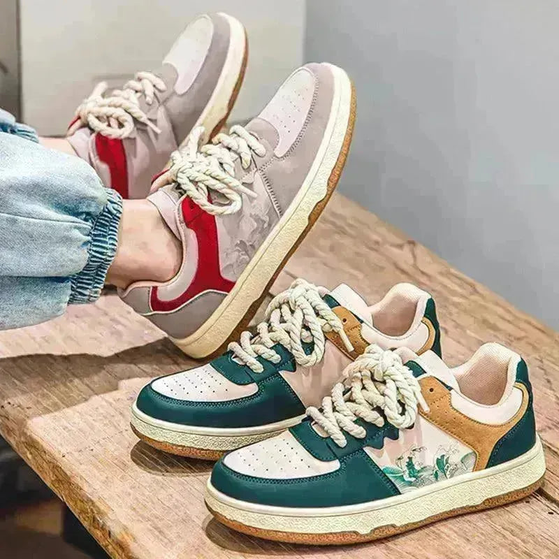 Lace-up Casual Shoes Men Soft Thick Sole Fashion Comfortable Breathable Flats Sneakers Student Platform Outdoor Walking Shoes - EX-STOCK CANADA