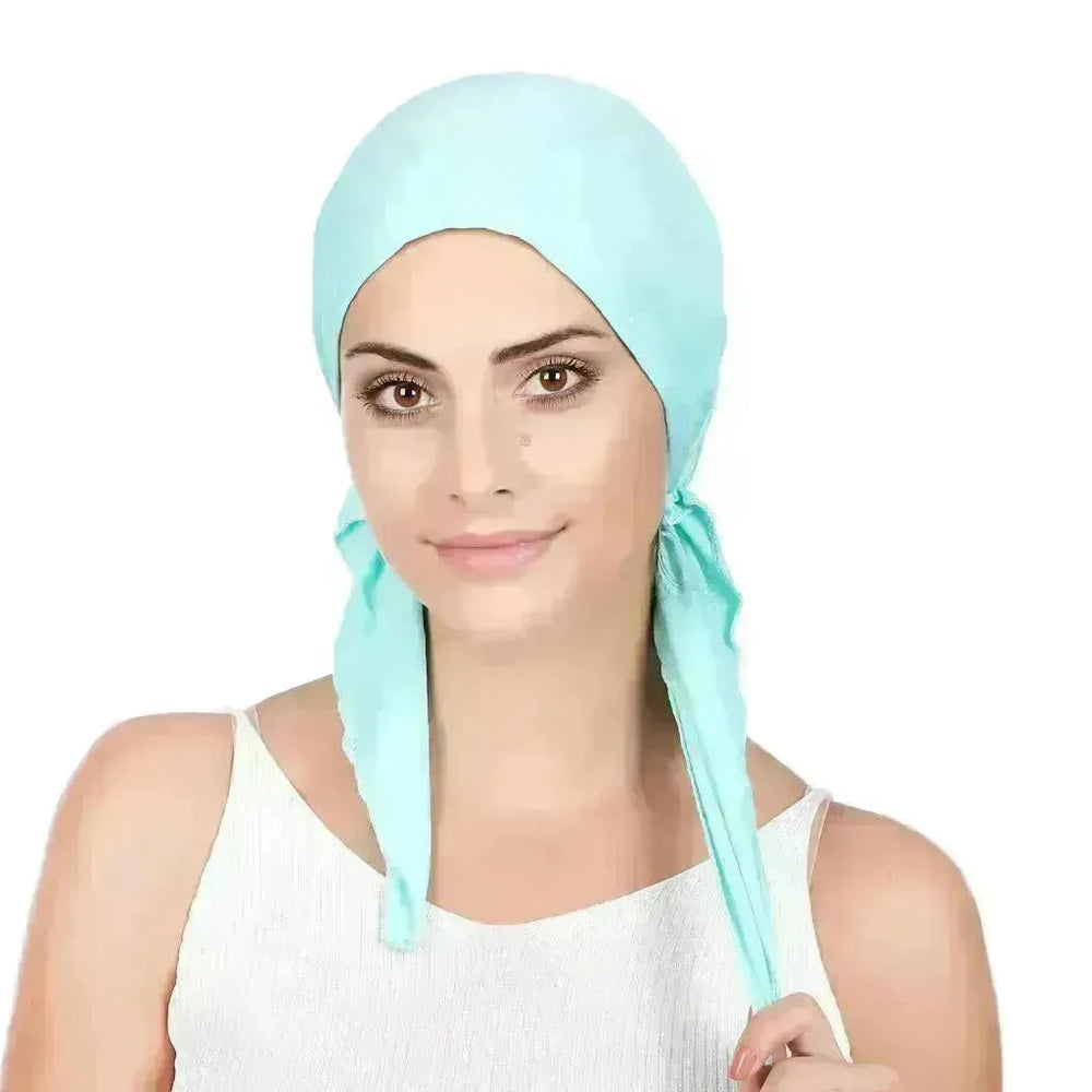 Ladies Arab Baotou Solid Color Pullover Tail Hat - EX-STOCK CANADA