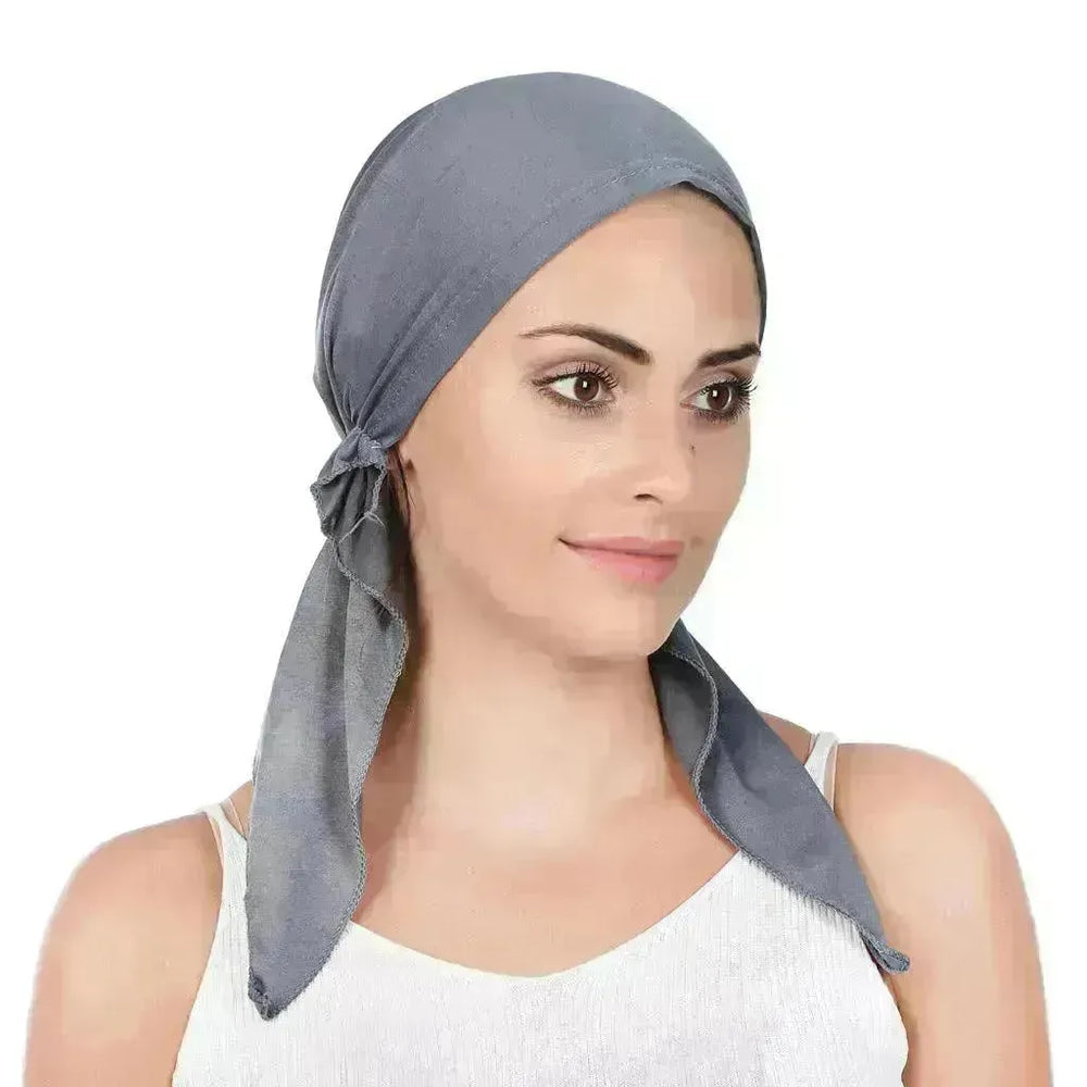 Ladies Arab Baotou Solid Color Pullover Tail Hat - EX-STOCK CANADA