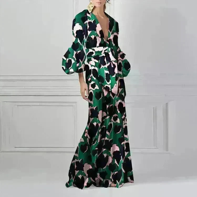 Lady Sexy V-neck Digital Printing Dress - EX-STOCK CANADA