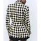 Lapel Long Sleeve Double Breasted Houndstooth Coat Top For Women - EX-STOCK CANADA