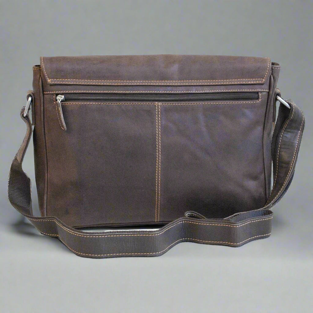 Greenwood Leather Laptop Bag. Premium Waxed Pull-Up Leather Messenger Bag 