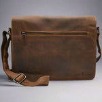 Greenwood Leather Laptop Bag. Premium Waxed Pull-Up Leather Messenger Bag 
