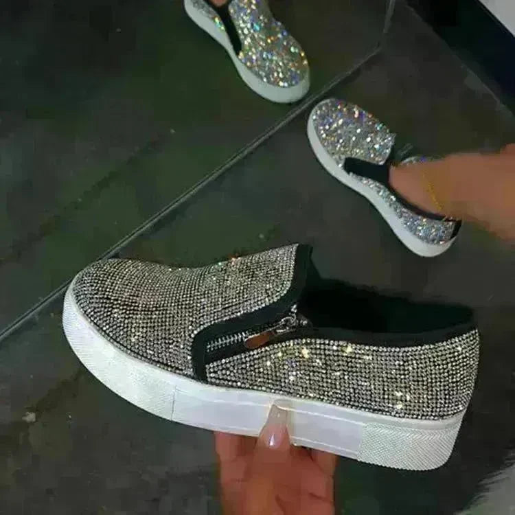 Large Size Rhinestone Flat Casual Single Shoes One Pedal Lazy Shoes - EX-STOCK CANADA