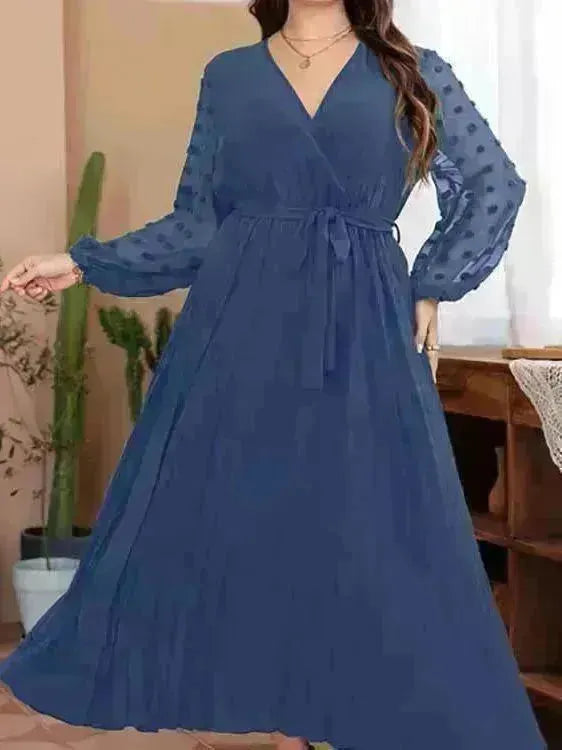 Large Size Solid Color Elastic Waist flared Abaya Dress for Turkey Middle East Women - EX-STOCK CANADA