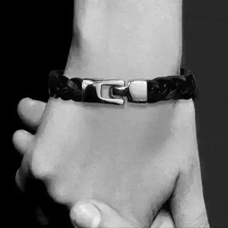 Leather alloy vintage hand-woven bracelet - EX-STOCK CANADA