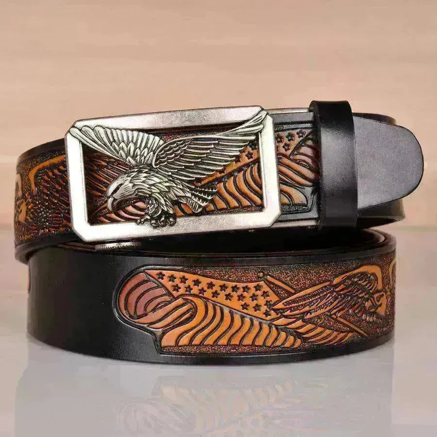 Leather Men's Eagle Embossed Belt - EX-STOCK CANADA