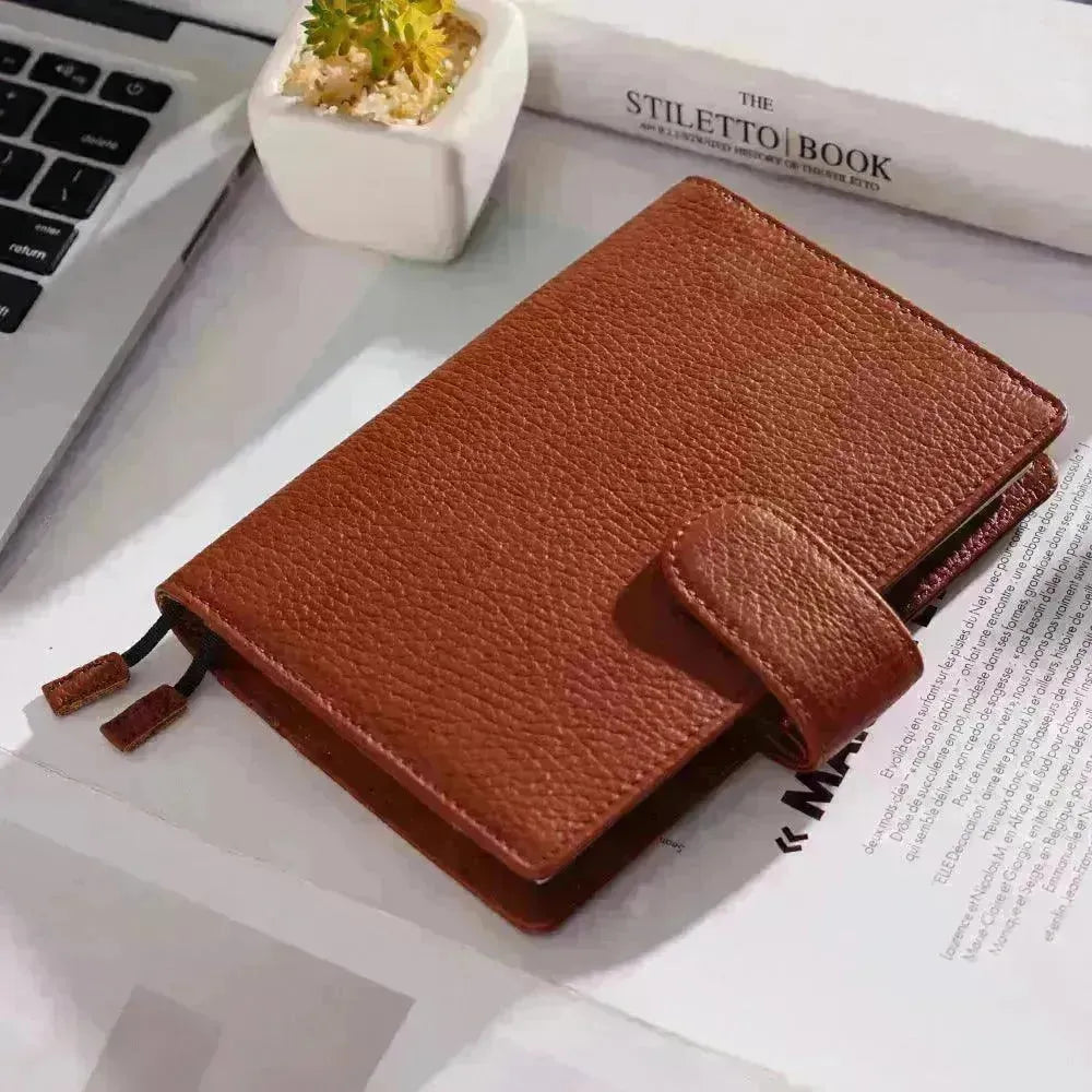 Leather Notebook Lychee Pattern Head Layer Cowhide A6 Loose-Leaf Diary - EX-STOCK CANADA