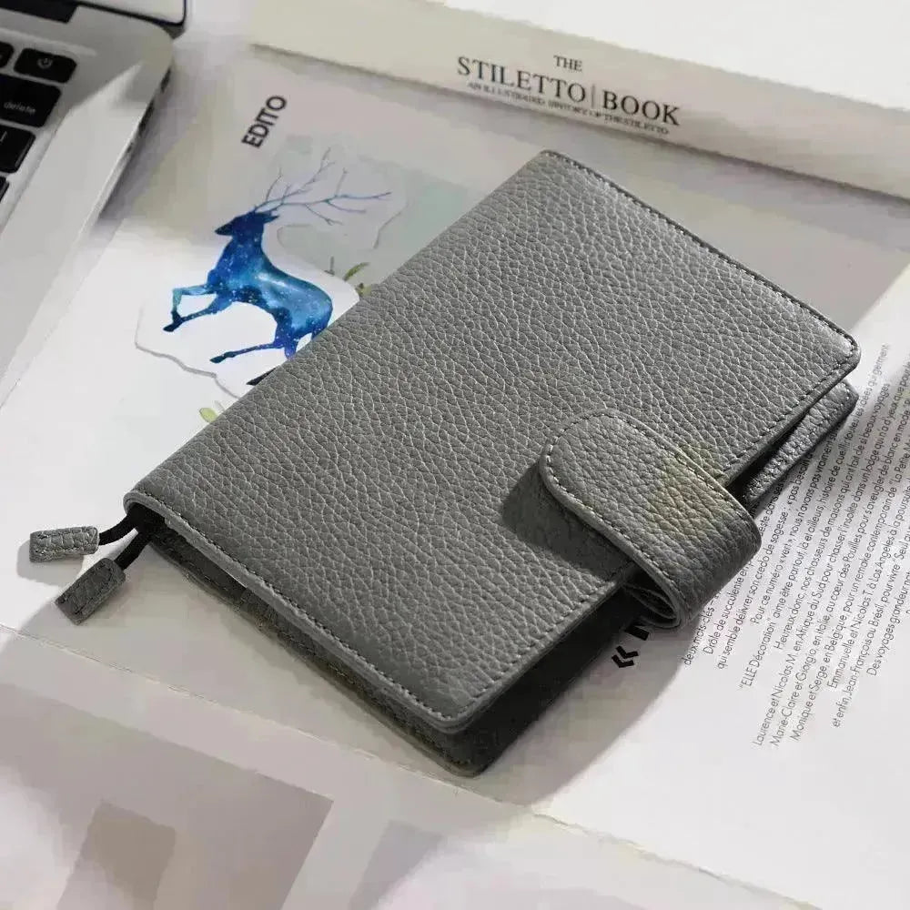 Leather Notebook Lychee Pattern Head Layer Cowhide A6 Loose-Leaf Diary - EX-STOCK CANADA