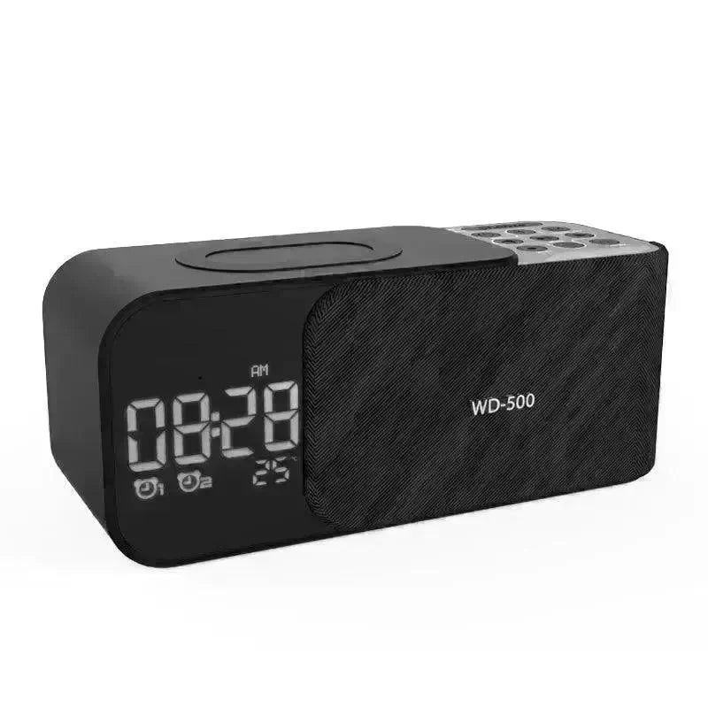 Led Wireless Charging Alarm Clock Fm Radio Bluetooth Speaker With Microphone Temperature Indicator Digital Display Speakers - EX-STOCK CANADA