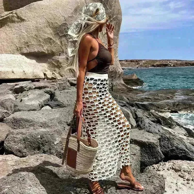 Leisure Vacation Pure Color Bikini Swimsuit Outwear Skirt - EX-STOCK CANADA