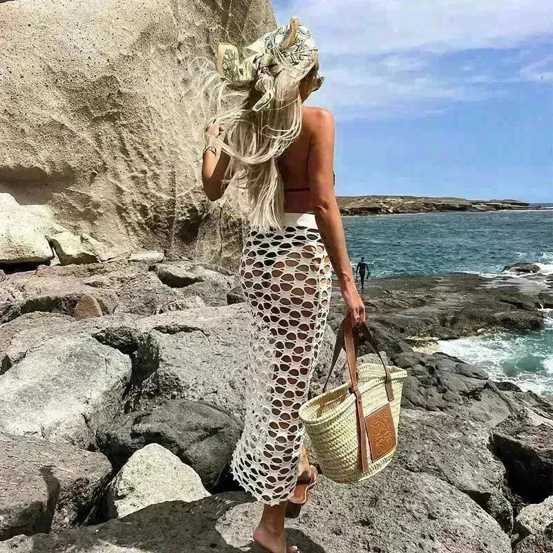 Leisure Vacation Pure Color Bikini Swimsuit Outwear Skirt - EX-STOCK CANADA