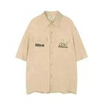 Letter Embroidered Workwear With Pocket Shirt - EX-STOCK CANADA