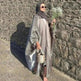 Lily Satin Cardigan Lace-up Bow Robe Abaya Dress for Arab Dubai Turkey Middle East Women - EX-STOCK CANADA