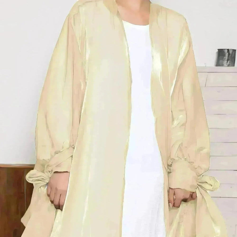 Lily Satin Cardigan Lace-up Bow Robe Abaya Dress for Arab Dubai Turkey Middle East Women - EX-STOCK CANADA