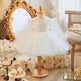 Long Sleeve Handmade Pearl Embroidery Children Princess Dress Gown - EX-STOCK CANADA