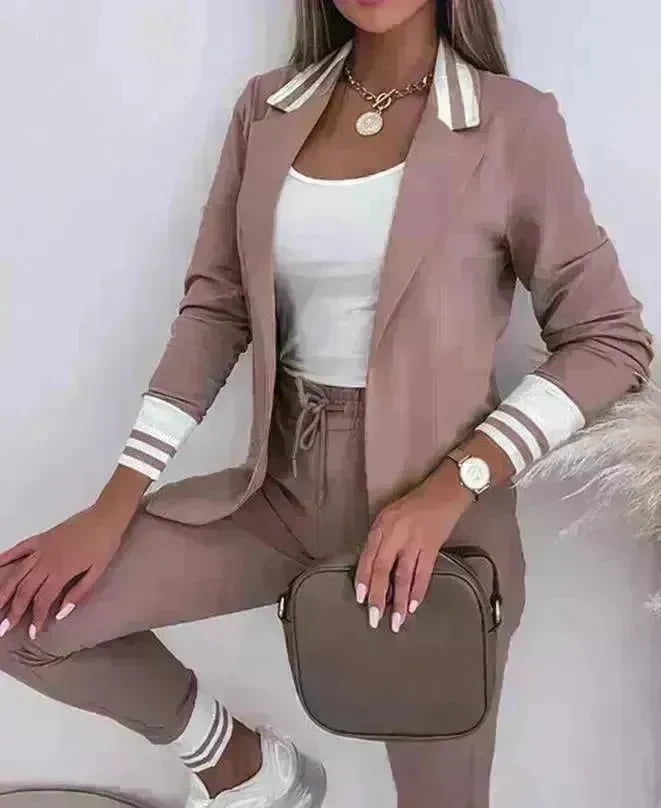 Long Sleeve Suit Coat Drawstring Pants Casual Suit - EX-STOCK CANADA