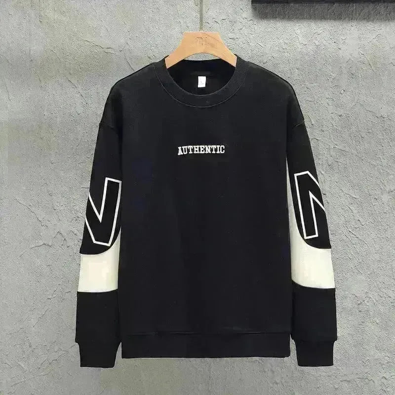 Loose Color Matching Round Neck Long Sleeve T-shirt Casual Top - EX-STOCK CANADA