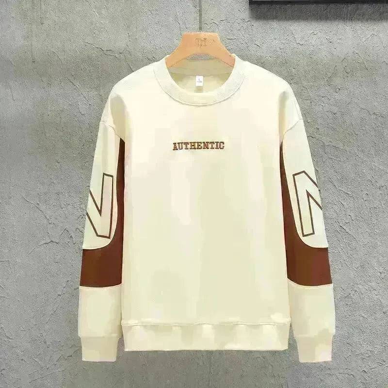 Loose Color Matching Round Neck Long Sleeve T-shirt Casual Top - EX-STOCK CANADA