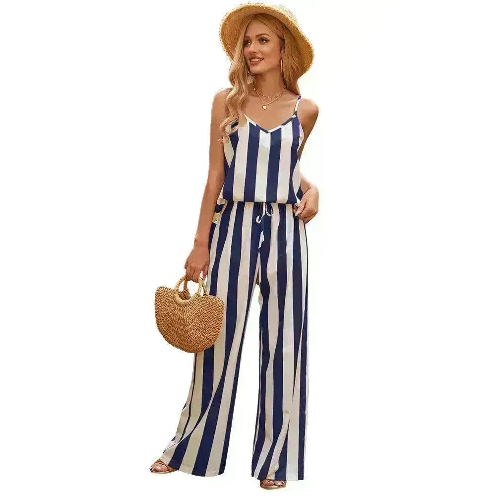 Loose Homewear Striped Small Sling Trousers Woven Suit Women - EX-STOCK CANADA