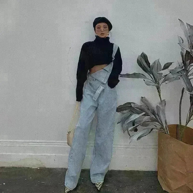 Loose Mopping Denim Overalls Trousers Women - EX-STOCK CANADA