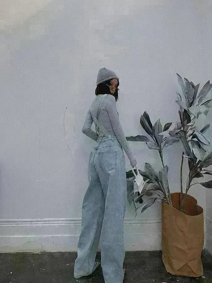 Loose Mopping Denim Overalls Trousers Women - EX-STOCK CANADA