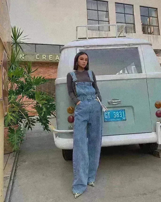 Loose Mopping Denim Overalls Trousers Women - EX-STOCK CANADA