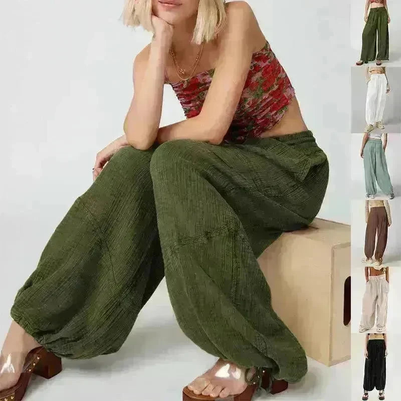 Loose Wide Leg Pants Women Drawstring Leggings Trousers - EX-STOCK CANADA