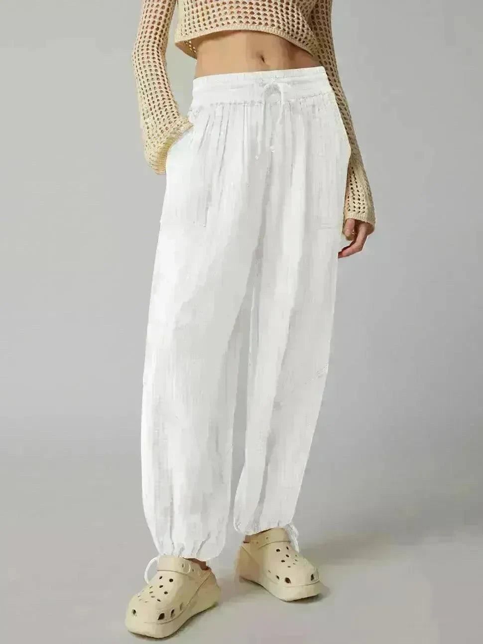 Loose Wide Leg Pants Women Drawstring Leggings Trousers - EX-STOCK CANADA