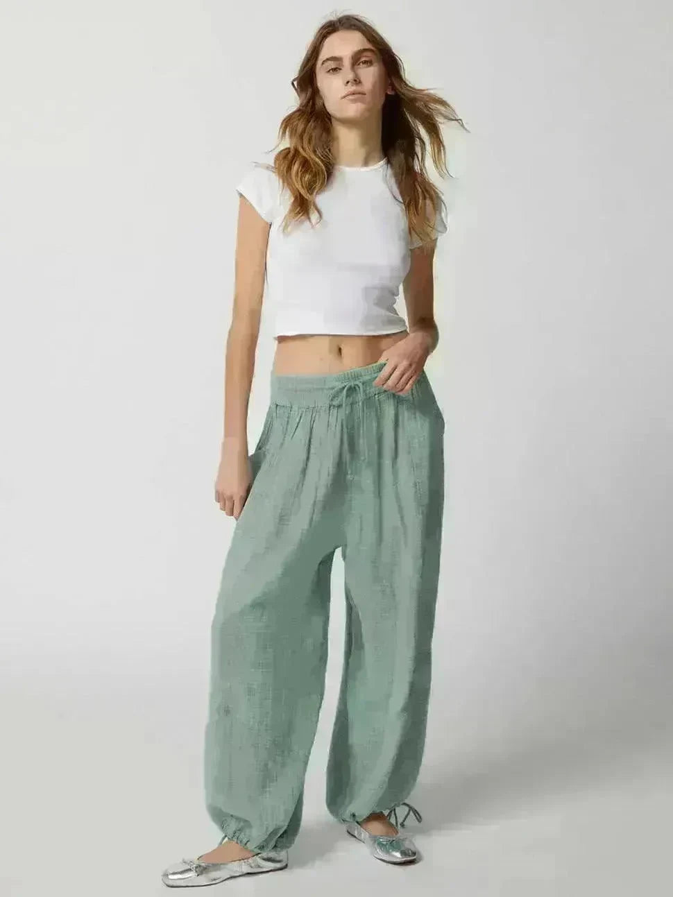 Loose Wide Leg Pants Women Drawstring Leggings Trousers - EX-STOCK CANADA