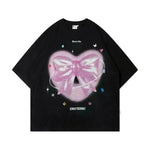 Love Heart Bow Tie Printed Short Sleeve - EX-STOCK CANADA