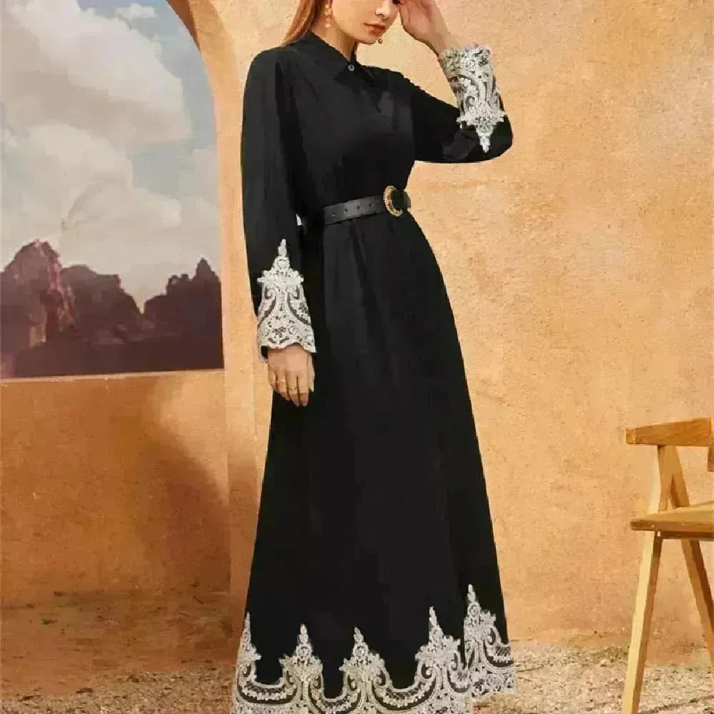 Luxurious Embroidered Blouse Lace Cardigan Dress for Beautiful Arab Dubai Turkey Middle Eastern Women - EX-STOCK CANADA