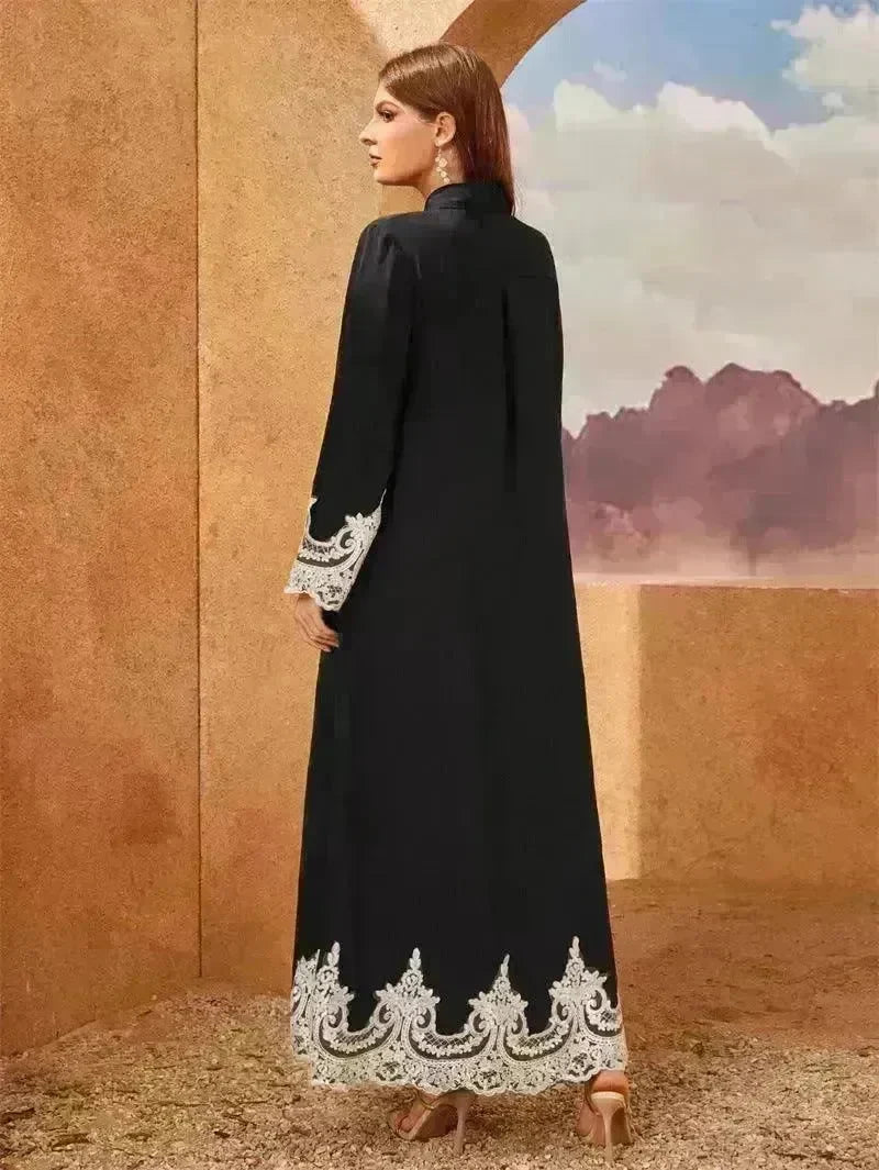 Luxurious Embroidered Blouse Lace Cardigan Dress for Beautiful Arab Dubai Turkey Middle Eastern Women - EX-STOCK CANADA