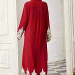 Luxurious Embroidered Blouse Lace Cardigan Dress for Beautiful Arab Dubai Turkey Middle Eastern Women - EX-STOCK CANADA