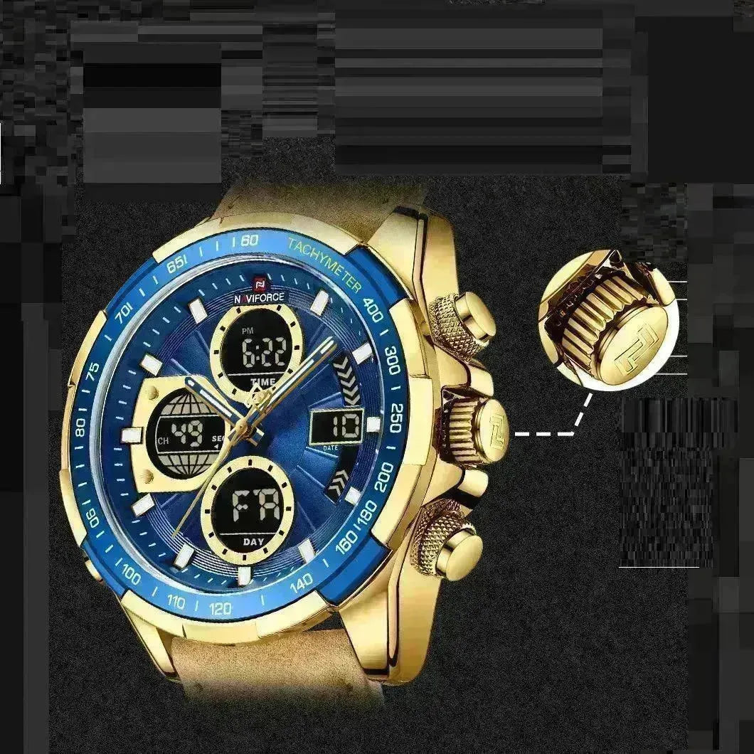 Luxury Men's Waterproof Sports Leather Strap Electronic Multi-function Watch - EX-STOCK CANADA