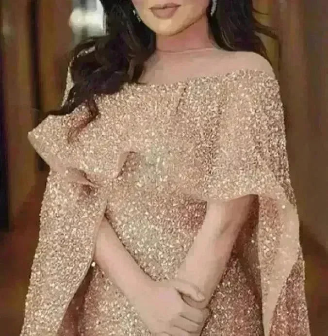 Luxury Mermaid Middle East Arabic Kafan Dubai Gold Mermaid Abiye Evening - EX-STOCK CANADA