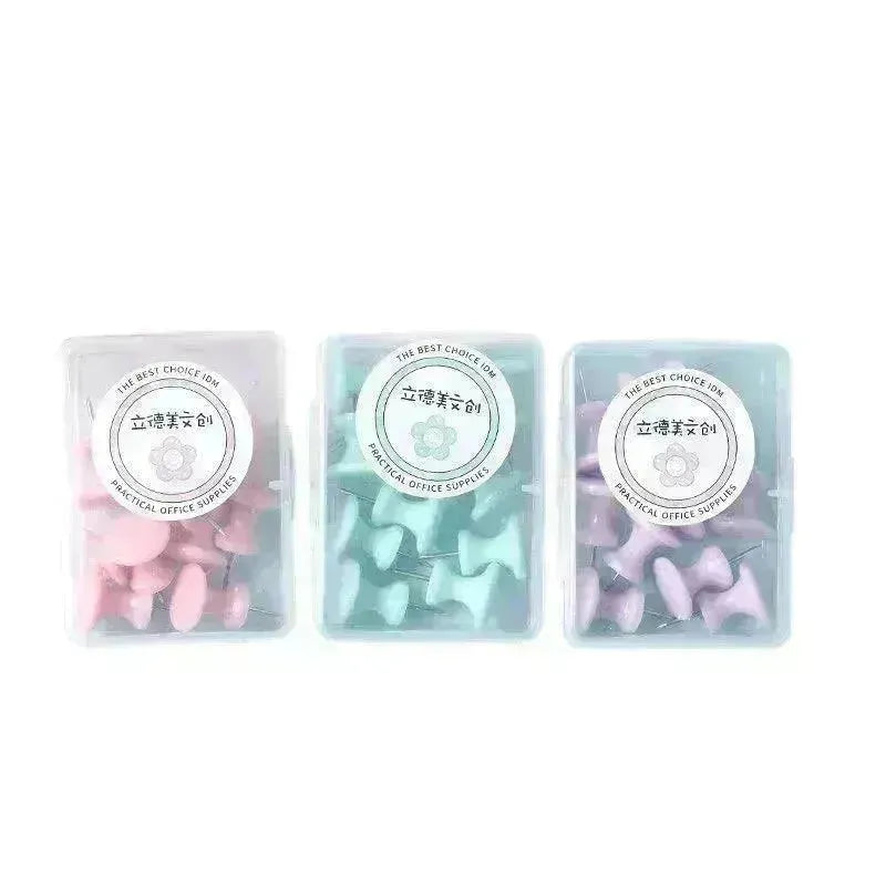 Macaron Color Boxed Push Pin Simple Creative Large Small Size Plastic Pushpin Office Supplies - EX-STOCK CANADA