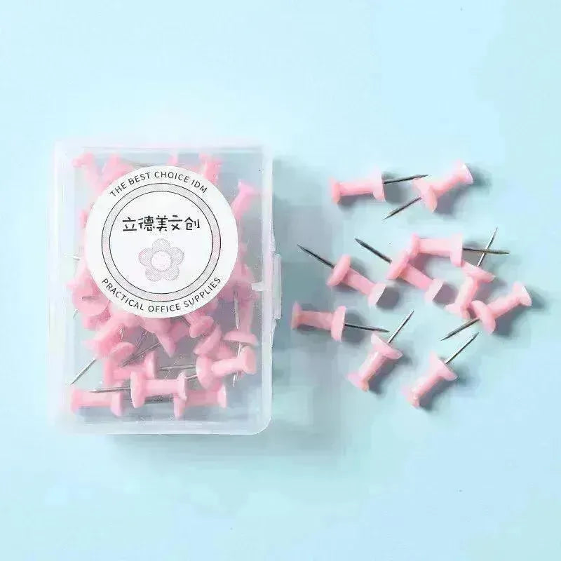 Macaron Color Boxed Push Pin Simple Creative Large Small Size Plastic Pushpin Office Supplies - EX-STOCK CANADA