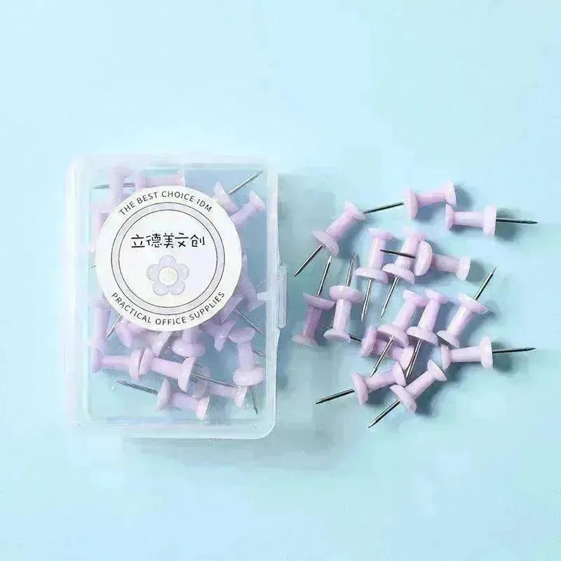 Macaron Color Boxed Push Pin Simple Creative Large Small Size Plastic Pushpin Office Supplies - EX-STOCK CANADA