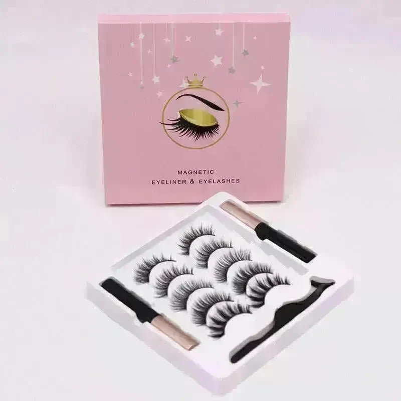 Magnetic Eyelashes Eyeliner Set Long Lasting False Mink Waterproof Eye Lashes Extension Reusable Beauty Makeup Tool - EX-STOCK CANADA